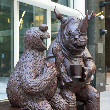 Cookie Monster Loves Rhino (Bronze Sculpture)