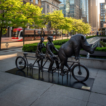 He Was on a Ride to a Safer Place with Rabbitwoman and Dogman (Bronze Sculpture)