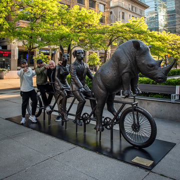 He Was on a Ride to a Safer Place with Rabbitwoman and Dogman (Bronze Sculpture)