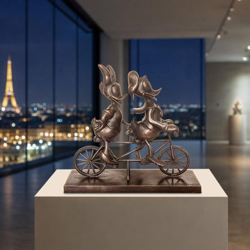 Daisy and Donald Go Around the World with Love (Bronze Sculpture, Miniature Collection)