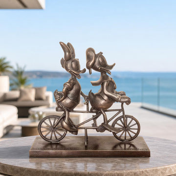 Daisy and Donald Go Around the World with Love (Bronze Sculpture, Miniature Collection)