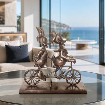 Daisy and Donald Go Around the World with Love (Bronze Sculpture, Miniature Collection)