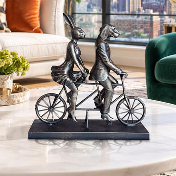 Rabbitwoman and Dogman Take Love for a Spin (Resin Sculpture)