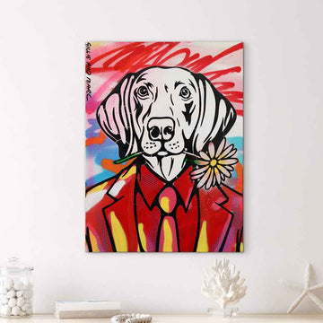 Dogman Loves Flowers (Original Painting)