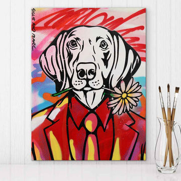 Dogman Loves Flowers (Original Painting)