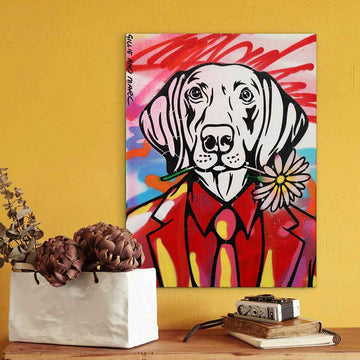 Dogman Loves Flowers (Original Painting)