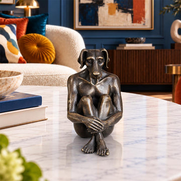 Dogman has Wild Ideas (Bronze Sculpture, Miniature)