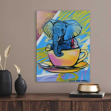 Elephant Loves Coffee (Original Painting)
