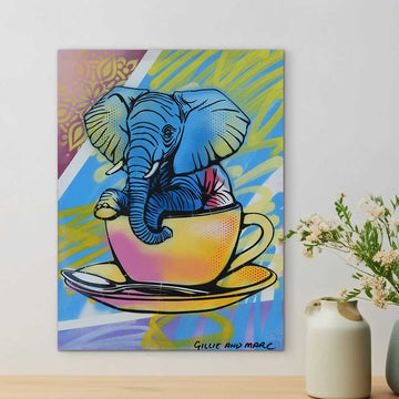 Elephant Loves Coffee (Original Painting)