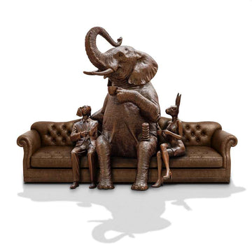 Elephant and Friends Party Couch (Bronze Sculpture)