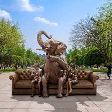 Elephant and Friends Party Couch (Bronze Sculpture)