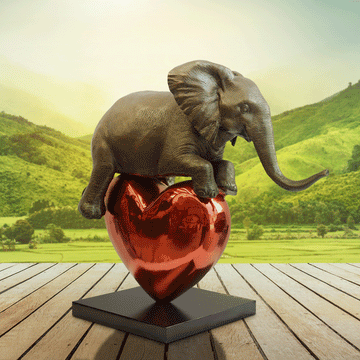 Elephant with a big heart (Bronze Sculpture)