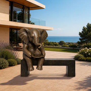 Elephant Saved You a Seat, Saying Something Sweet for You (Bronze Sculpture)