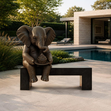 Elephant Saved You a Seat, Saying Something Sweet for You (Bronze Sculpture)