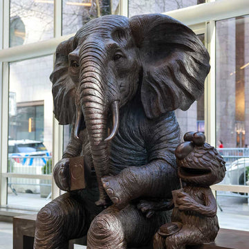 Elmo Loves Elephant (Bronze Sculpture)