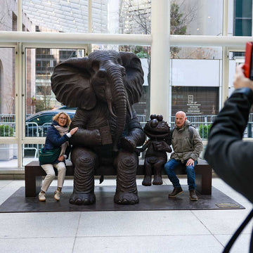 Elmo Loves Elephant (Bronze Sculpture)