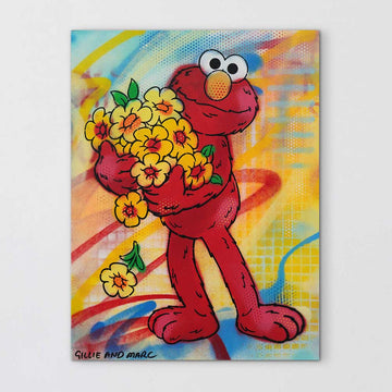 Elmo Loves Flowers (Original Painting)
