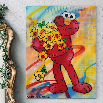Elmo Loves Flowers (Original Painting)