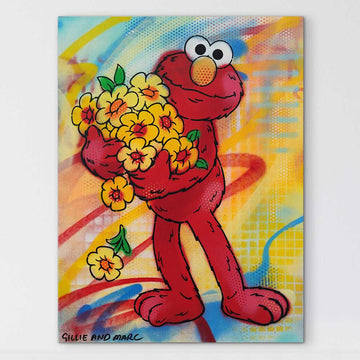 Elmo Loves Flowers (Original Painting)