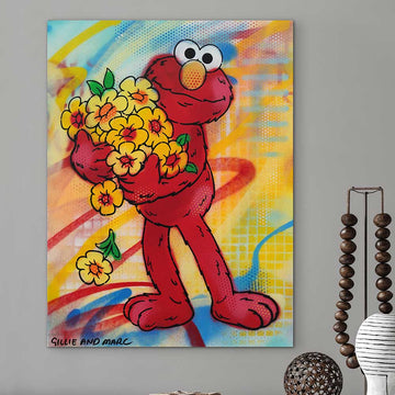 Elmo Loves Flowers (Original Painting)