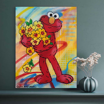 Elmo Loves Flowers (Original Painting)