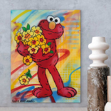 Elmo Loves Flowers (Original Painting)