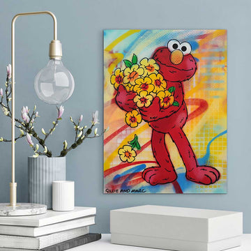 Elmo Loves Flowers (Original Painting)