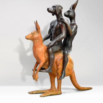 They Hopped into an Adventure of a Lifetime (Bronze Sculpture, Miniature Collection)