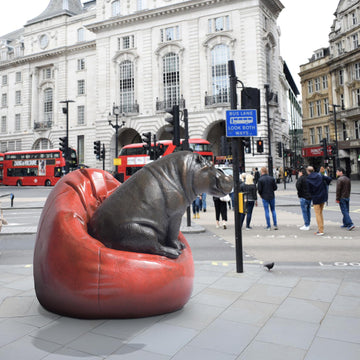 Hippo loves Big Beanbags (Bronze Sculpture)