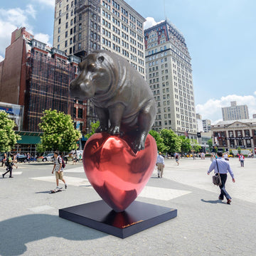 Hippo with a big heart (Bronze Sculpture)
