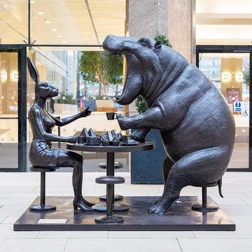 The Hippo Was Hungry to Try New Things with Rabbitwoman (Bronze Sculpture)