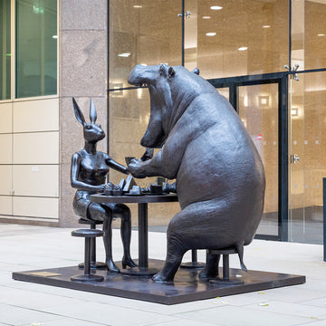 The Hippo Was Hungry to Try New Things with Rabbitwoman (Bronze Sculpture)