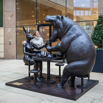 The Hippo Was Hungry to Try New Things with Rabbitwoman (Bronze Sculpture)