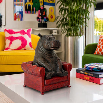 Hippo Took a Seat with Trust (Bronze Sculpture, Small)