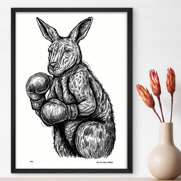 Kangaroo Boxing to Survive (Giclee Canvas Print)