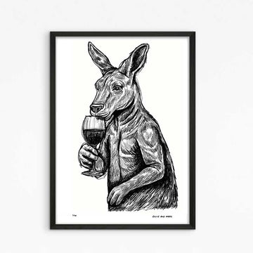 Kangaroo Enjoyed a Red (Giclee Canvas Print)