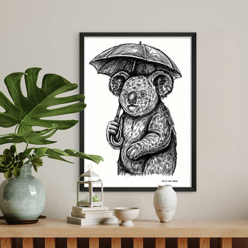 Koala Liked Singing in the Rain (Giclee Canvas Print)