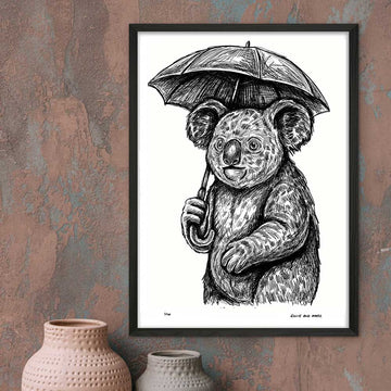 Koala Liked Singing in the Rain (Giclee Canvas Print)