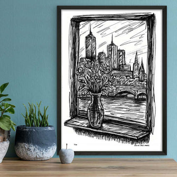 Melbourne Through the Window (Giclee Canvas Print)