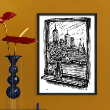 Melbourne Through the Window (Giclee Canvas Print)