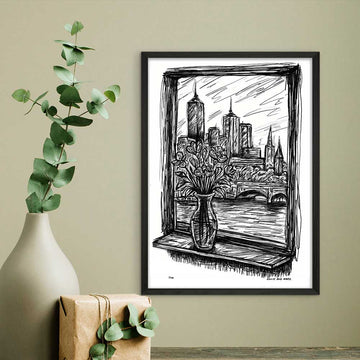 Melbourne Through the Window (Giclee Canvas Print)