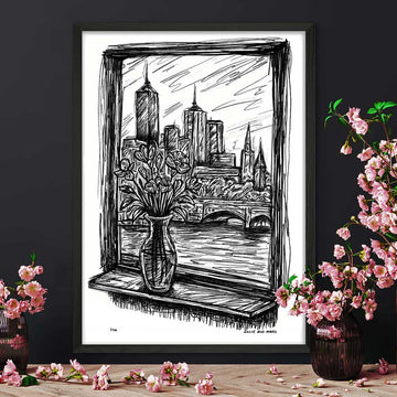 Melbourne Through the Window (Giclee Canvas Print)
