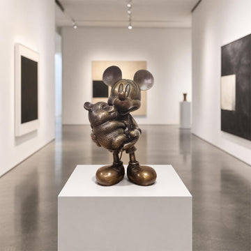Mickey Loves Pandas (Bronze Sculpture, Miniature Collection)