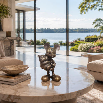 Mickey Loves Pandas (Bronze Sculpture, Miniature Collection)
