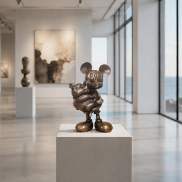 Mickey Loves Pandas (Bronze Sculpture, Miniature Collection)