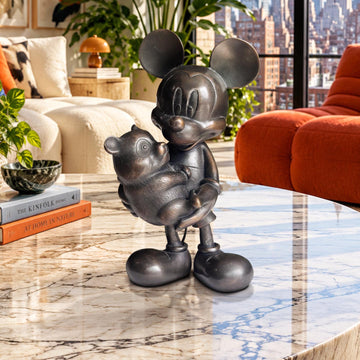 Mickey Loves Pandas (Bronze Sculpture, Miniature Collection)