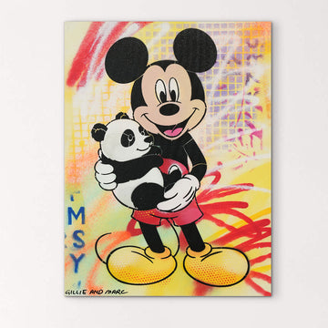 Panda Friendship With Mickey (Original Painting)