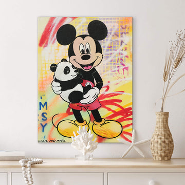 Panda Friendship With Mickey (Original Painting)
