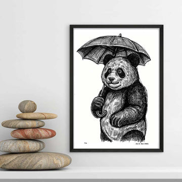 Panda Loved Singing in the Rain (Giclee Canvas Print)
