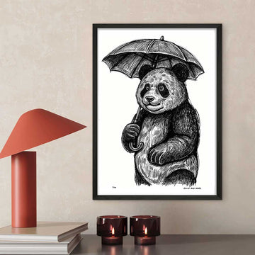 Panda Loved Singing in the Rain (Giclee Canvas Print)